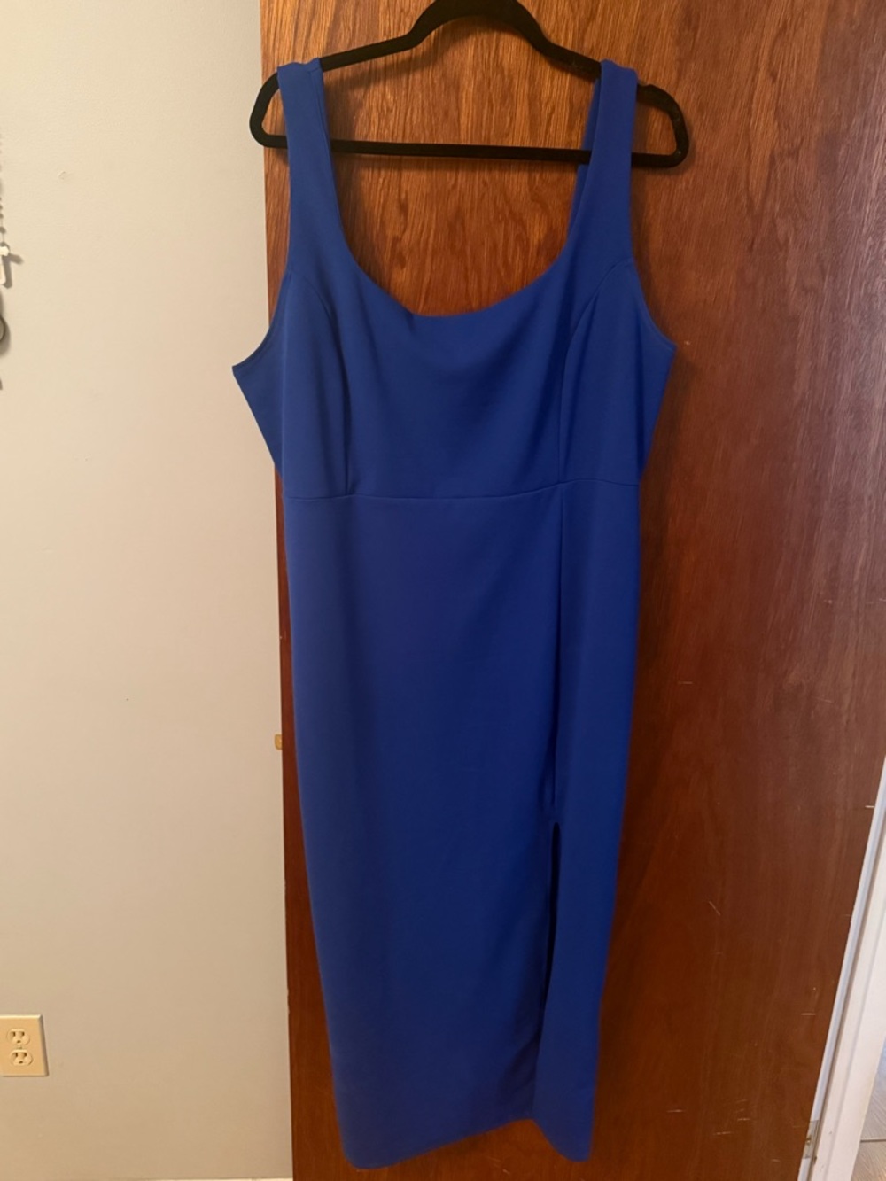 Classic Royal Blue Scoop Neck Midi Dress